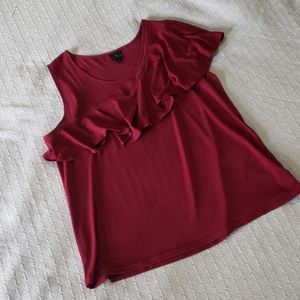 Worthington Ruffle Shoulder Dressy Tank